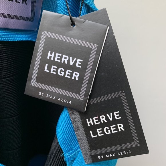 Herve Leger Bandage Bodycon Dress Size XS Blue Black Iconic **New With Tags** - Picture 9 of 11